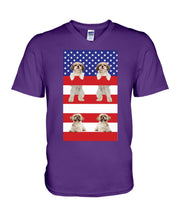 Load image into Gallery viewer, America USA FLag In My Heart Shih Tzu Gift For Dog Lovers Guys V-Neck
