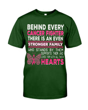 Load image into Gallery viewer, Behind Every Breast Cancer Fighter There Is An Even Stronger Family Guys Tee