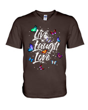 Load image into Gallery viewer, Butterfly Live Laugh Love Gift For Lover Guys V-Neck