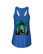 Load image into Gallery viewer, UFA Dinosaur T Rex Sky Full Of Stars Ladies Flowy Tank