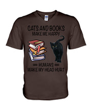 Load image into Gallery viewer, Cats And Books Make Me Happy - Cats And Books Lovers Gifts Guys V-Neck