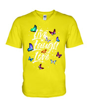 Load image into Gallery viewer, Butterfly Live Laugh Love Gift For Lover Guys V-Neck