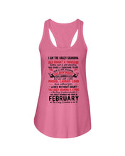 Load image into Gallery viewer, February Crazy Grandma Has Fought A Thousand Battles Cries For Birthday Gift Ladies Flowy Tank