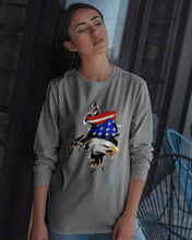 Load image into Gallery viewer, Eagle Giant Scratch USA Flag Gift For Women Unisex Long Sleeve