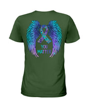 Load image into Gallery viewer, You Matter Ribbon Awareness With Angel Wings Ladies Tee