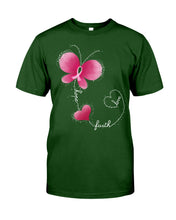 Load image into Gallery viewer, Butterfly Faith Breast Cancer Awareness Meaningful Gift Guys Tee