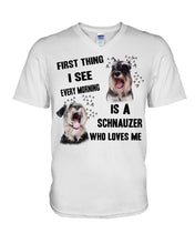 Load image into Gallery viewer, I See Every Morning Is A Schnauzer Who Loves Me Guys V-Neck