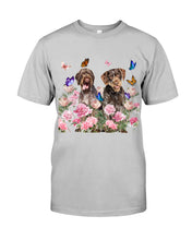 Load image into Gallery viewer, German Wirehaired Pointer With Peonies Gift For Dog Lovers Guys Tee