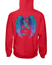 Load image into Gallery viewer, You Matter Ribbon Awareness With Angel Wings Hoodie