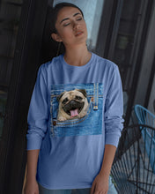 Load image into Gallery viewer, baby Pug In Denim Pocket Gift For Dog Lovers Unisex Long Sleeve