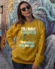 Load image into Gallery viewer, I Do Need All These Horses Dogs And Cats Sweatshirt