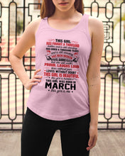 Load image into Gallery viewer, This Girl Has Fought A Thousand This Girl Was Born In March Ladies Flowy Tank