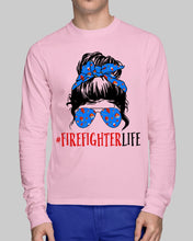 Load image into Gallery viewer, Firefighter Make You Life Safe Lady With Blue Ribbonhead Gift For Women Unisex Long Sleeve