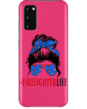 Load image into Gallery viewer, Firefighter Make You Life Safe Lady With Blue Ribbonhead Gift For Women Phone case