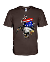 Load image into Gallery viewer, Eagle Giant Scratch USA Flag Gift For Women Guys V-Neck