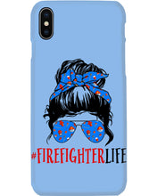 Load image into Gallery viewer, Firefighter Make You Life Safe Lady With Blue Ribbonhead Gift For Women Phone case