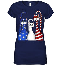 Load image into Gallery viewer, Cat Happy America Independence's Day Special Custom Design Ladies V-Neck