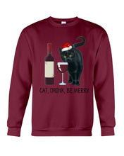 Load image into Gallery viewer, Cat Drink And Be Merry Meaningful Gift For Women Sweatshirt