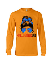 Load image into Gallery viewer, Firefighter Make You Life Safe Lady With Blue Ribbonhead Gift For Women Unisex Long Sleeve