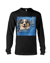 Load image into Gallery viewer, Australian Shepherd In Denim Pocket Gift For Dog Lovers Unisex Long Sleeve