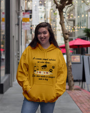 Load image into Gallery viewer, A Woman Cannot Survive On Wine Alone She Also Needs A Camper And A Dog Hoodie