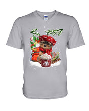 Load image into Gallery viewer, Yorkshire Terrier Loves Drinking Hot Latte Gift For Dog Lovers Guys V-Neck