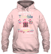 Load image into Gallery viewer, Apparently We're Trouble Pink Flamingo Quilting Together Hoodie