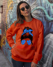 Load image into Gallery viewer, Firefighter Make You Life Safe Lady With Blue Ribbonhead Gift For Women Sweatshirt
