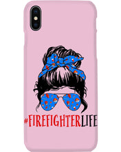 Load image into Gallery viewer, Firefighter Make You Life Safe Lady With Blue Ribbonhead Gift For Women Phone case