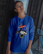 Load image into Gallery viewer, Eagle Giant Scratch USA Flag Gift For Women Unisex Long Sleeve