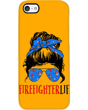 Load image into Gallery viewer, Firefighter Make You Life Safe Lady With Blue Ribbonhead Gift For Women Phone case