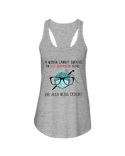 Load image into Gallery viewer, A Woman Can't Survive On Self-quarantine Alone ALso Needs Her Crochet Ladies Flowy Tank
