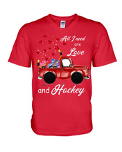Load image into Gallery viewer, All I Need Are Love And Hockey Gift For Hockey Players Guys V-Neck