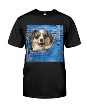 Load image into Gallery viewer, Australian Shepherd In Denim Pocket Gift For Dog Lovers Guys Tee