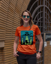 Load image into Gallery viewer, UFA Dinosaur T Rex Sky Full Of Stars Ladies Tee