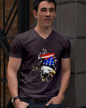 Load image into Gallery viewer, Eagle Giant Scratch USA Flag Gift For Women Guys V-Neck