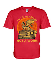 Load image into Gallery viewer, I'm A Book Dragon Not A Worm Gift For Dragon Lovers Guys V-Neck