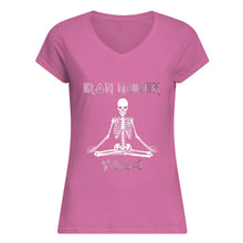 Load image into Gallery viewer, Yoga Iron Skeleton Dark Blue Background Gift For Men Ladies V-Neck