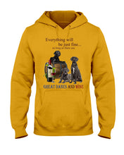 Load image into Gallery viewer, Everything Will Be Just Fine As Long As There Are Great Dane And Wine Gift For Dog Lovers Hoodie