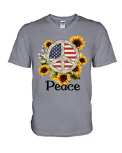 Load image into Gallery viewer, Peace Sign Sunflower Birthday Gift For Girls Guys V-Neck