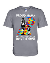 Load image into Gallery viewer, Proud Mama Of The Touchest Boy I Know Autism's Day Gift Guys V-Neck