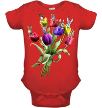 Load image into Gallery viewer, Vintage Funny Donkey With Tulip Trending For Donkey Lovers Baby Onesie
