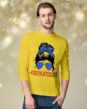 Load image into Gallery viewer, Firefighter Make You Life Safe Lady With Blue Ribbonhead Gift For Women Unisex Long Sleeve