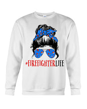 Load image into Gallery viewer, Firefighter Make You Life Safe Lady With Blue Ribbonhead Gift For Women Sweatshirt