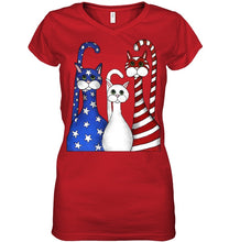 Load image into Gallery viewer, Cat Happy America Independence's Day Special Custom Design Ladies V-Neck