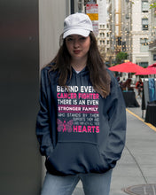 Load image into Gallery viewer, Behind Every Breast Cancer Fighter There Is An Even Stronger Family Hoodie
