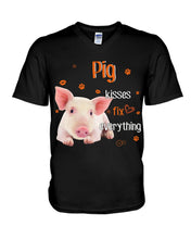 Load image into Gallery viewer, Pig Kisses Fix Everything Gift For Pig Lovers Guys V-Neck

