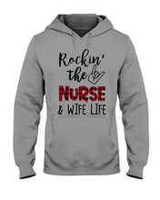 Load image into Gallery viewer, Vintage Funny Rockin' The Nurse And Wife Life Custom Hoodie
