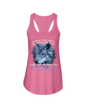 Load image into Gallery viewer, People Talk About Me Behind My Back And I Just Sit Here Like Ladies Flowy Tank
