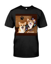 Load image into Gallery viewer, Corgi Paws Pattern Dog Mom Custom Name Gift For Manada Guys Tee
